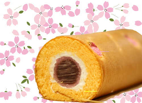 桜餅ロールケーキ